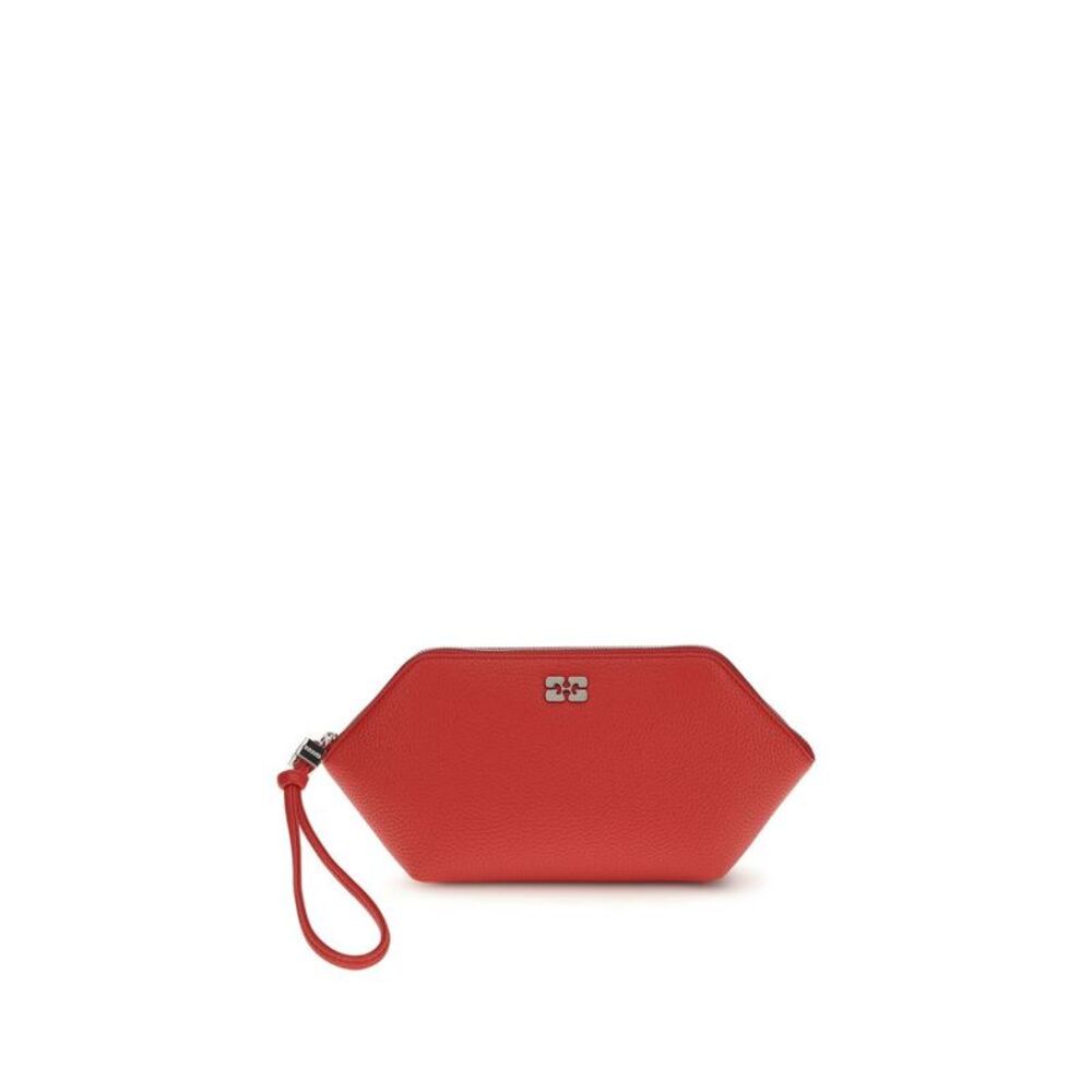 Ganni Red Recycled Leather Clutch Women's Bag